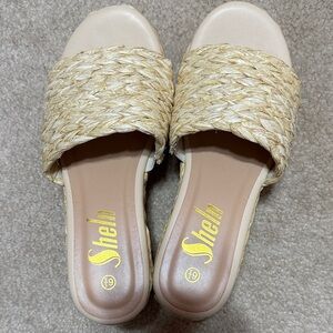 SHEIN Women's Beige Woven Espadrille Slides